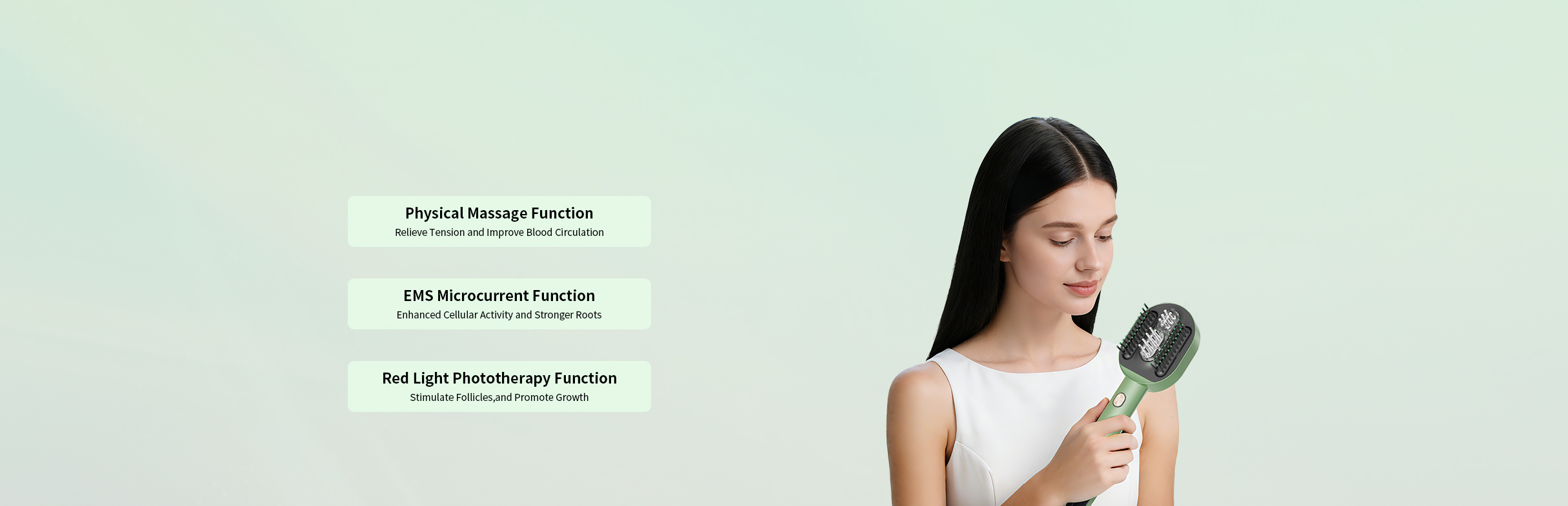 Physical Massage Function Relieve Tension and Improve Blood Circulation EMS Microcurrent Function Enhanced Cellular Activity and Stronger Roots Red Light Phototherapy Function Stimulate Follicles,and Promote Growth PM81_3-in-1 Hair Growth Scalp Massager